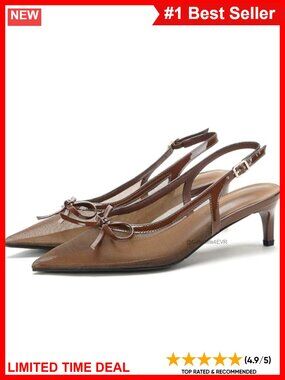 Slingback Kitten Heel Pointed Toe Mesh Pumps Dress Shoes